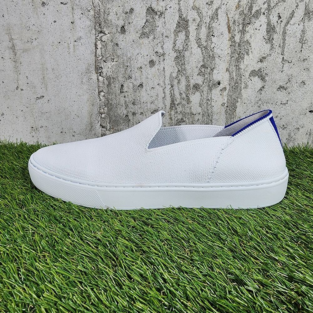 Rothy’s The Original Slip On Sneakers Women’s Size 9 White Blue - Picture 2 of 5